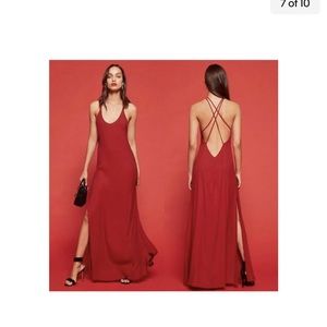 Red Open Back Maxi Reformation Dress Medium